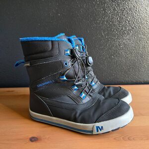 Kids Merrell Snow Boots Black Blue Size 2